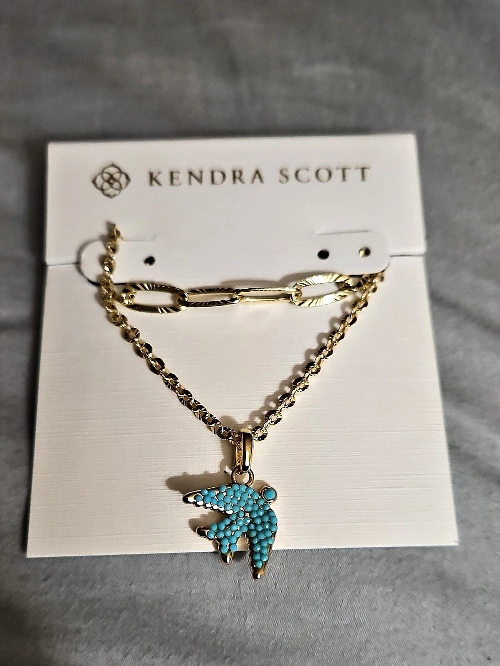 Kendra Scott Melody Bird Gold Multi Strand Necklace Gold & Blue Pendant Necklace